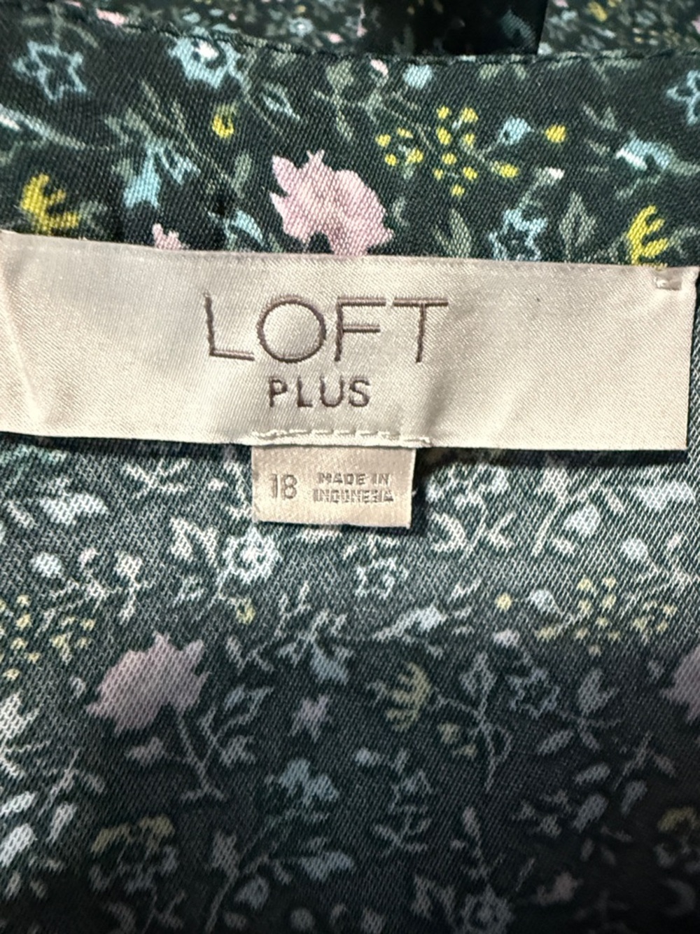 Loft Plus- Sleeveless Floral A-Line Dress in Dark Green - Picture 3 of 4